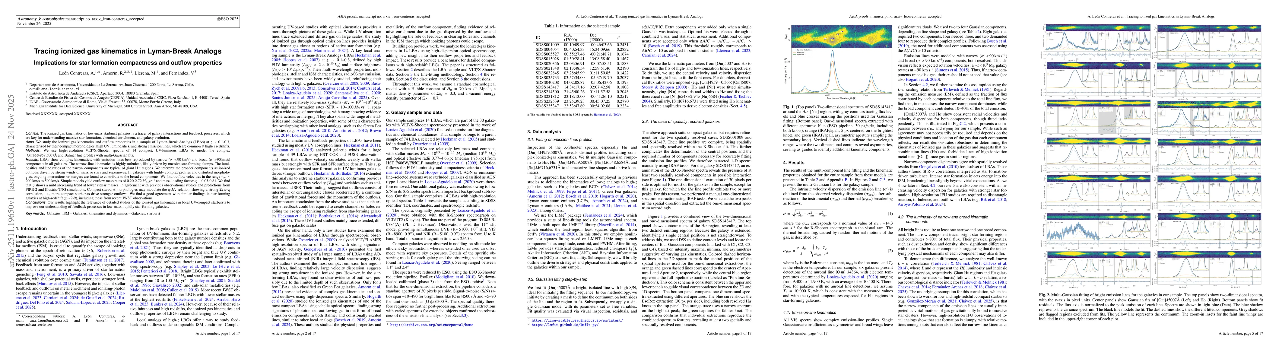 Thumbnail for Tracing ionized gas kinematics in Lyman-Break Analogs. Implications for star formation compactness and outflow properties