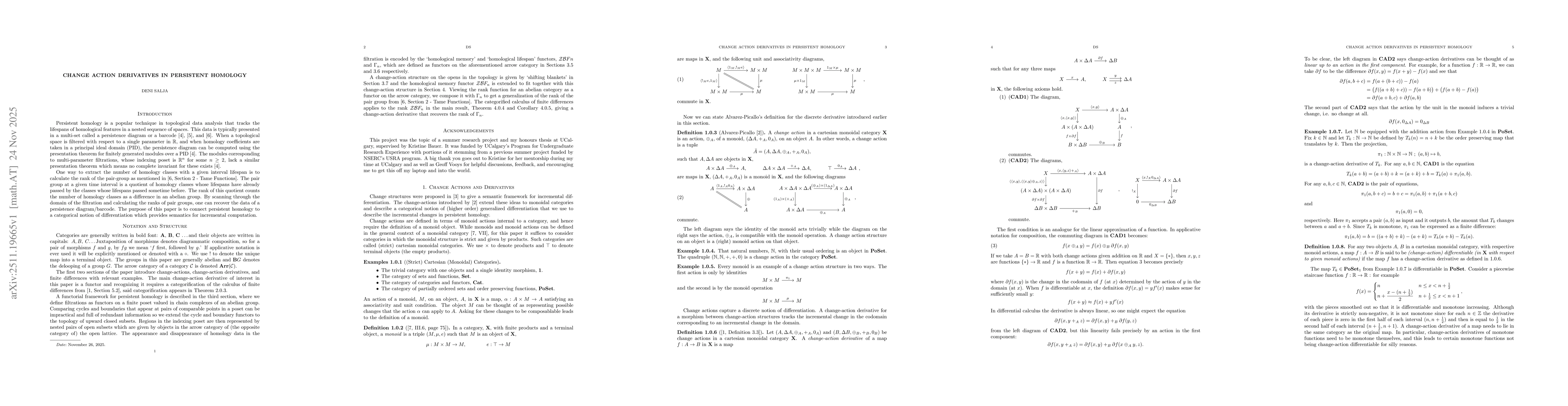 Thumbnail for Change Action Derivatives in Persistent Homology