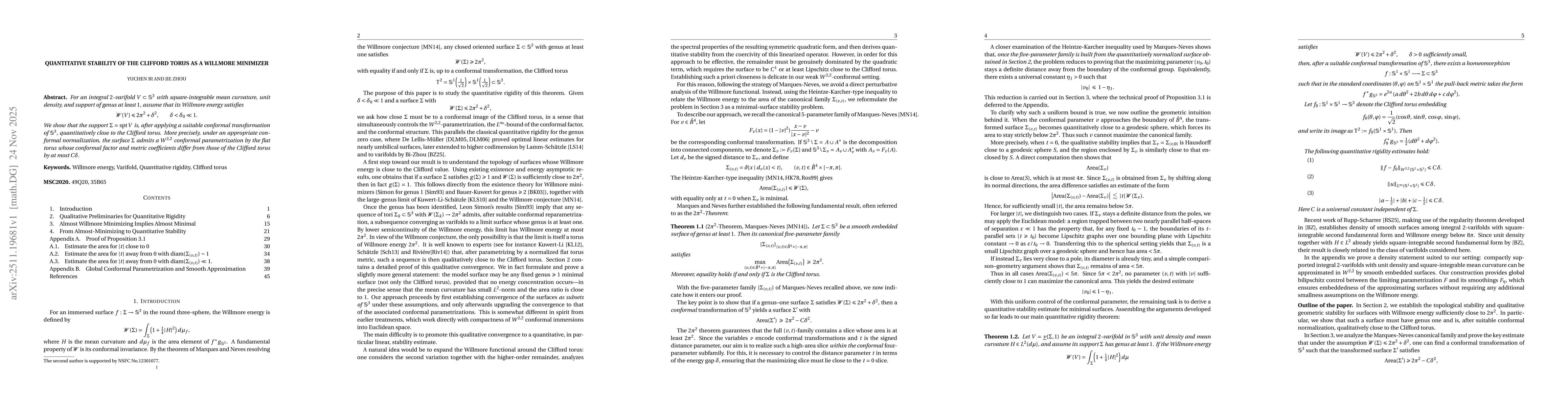 Thumbnail for Quantitative Stability of the Clifford Torus as a Willmore Minimizer