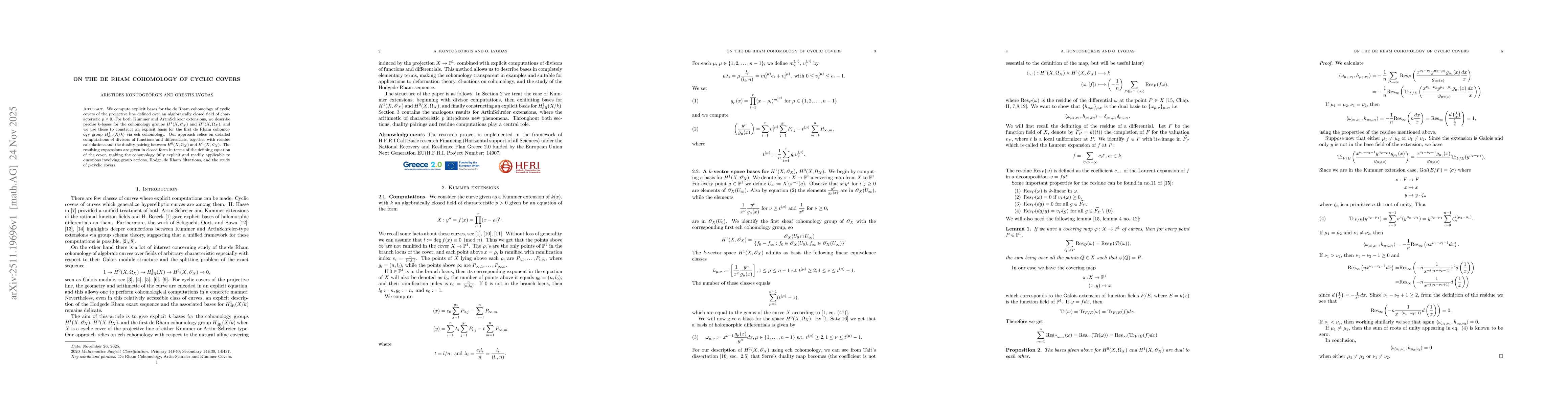 Thumbnail for On the de Rham cohomology of cyclic covers