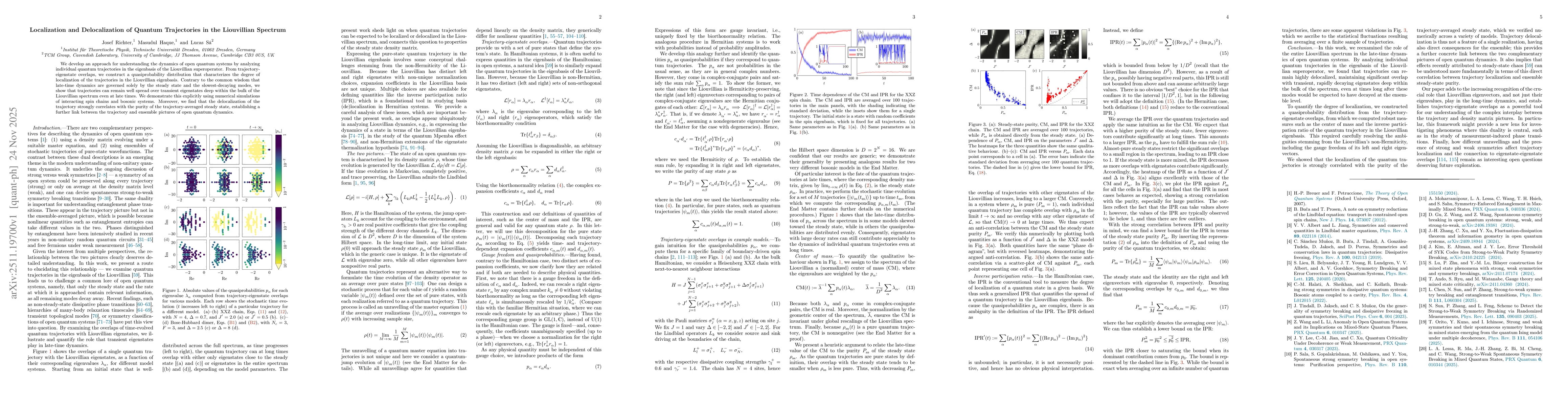 Thumbnail for Localization and Delocalization of Quantum Trajectories in the Liouvillian Spectrum