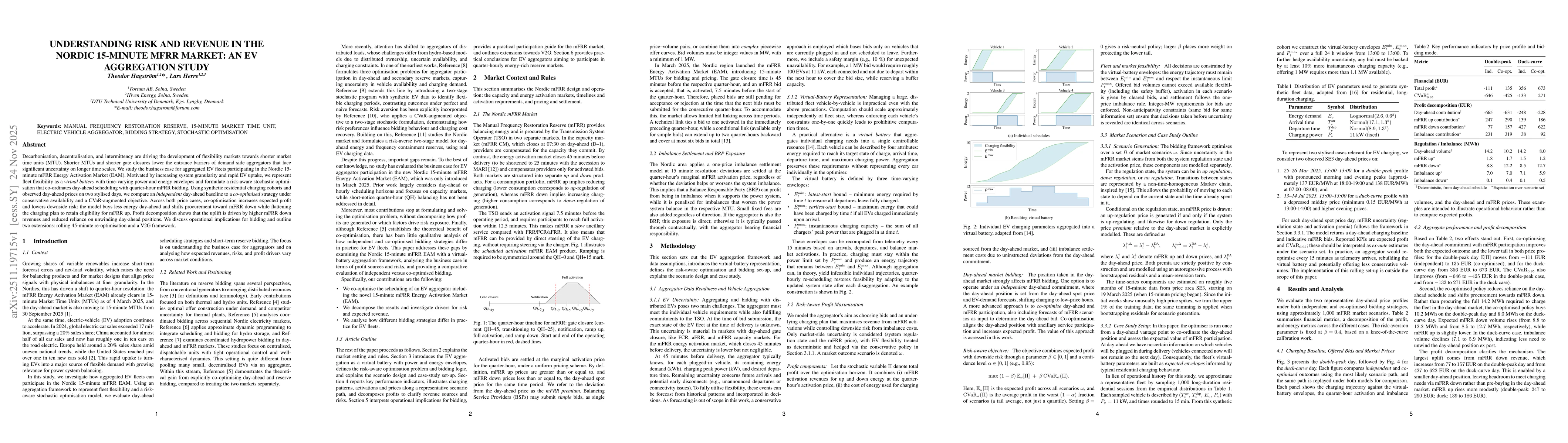 Thumbnail for Understanding Risk and Revenue in the Nordic 15-minute mFRR market: An EV Aggregation Study