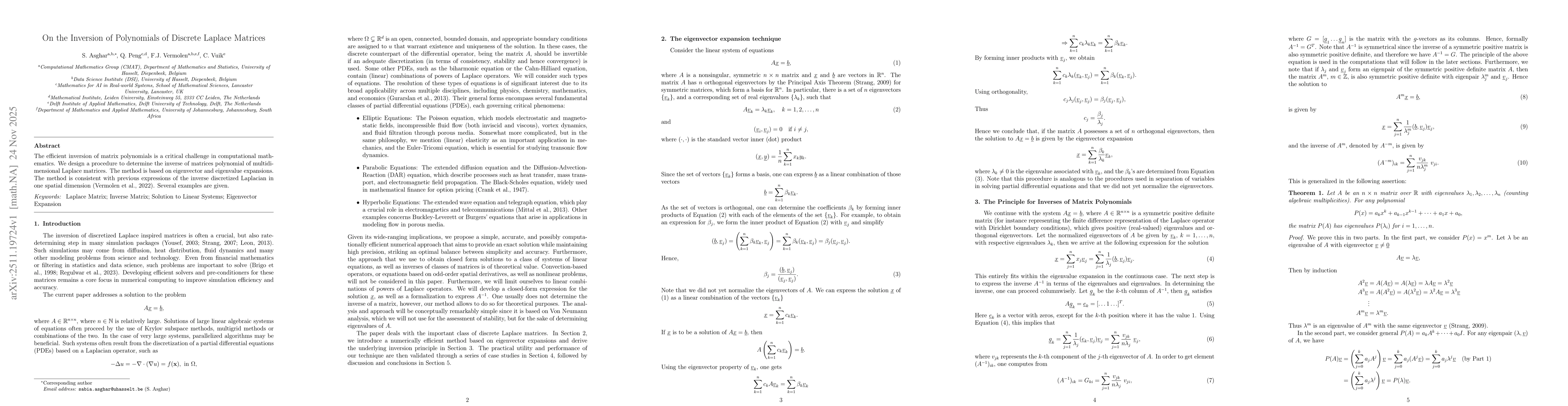 Thumbnail for On the Inversion of Polynomials of Discrete Laplace Matrices