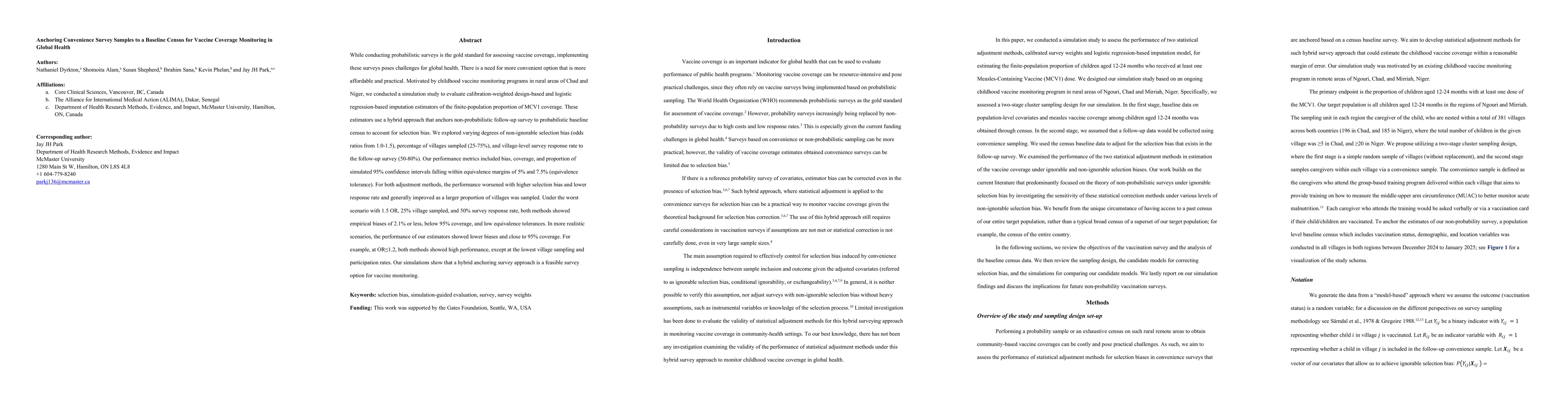 Thumbnail for Anchoring Convenience Survey Samples to a Baseline Census for Vaccine Coverage Monitoring in Global Health
