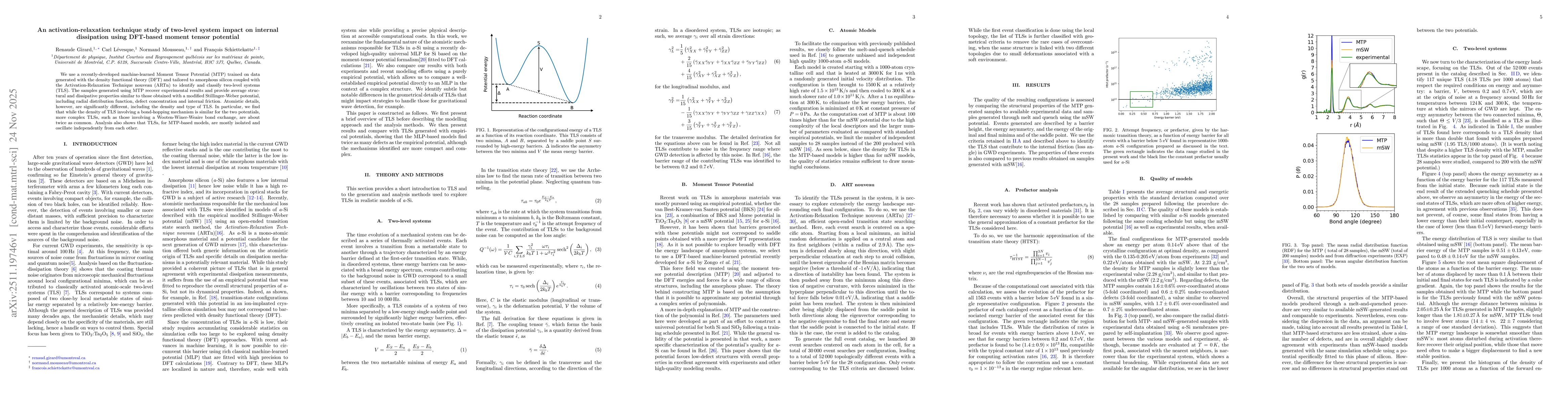 Thumbnail for An activation-relaxation technique study of two-level system impact on internal dissipation using DFT-based moment tensor potential