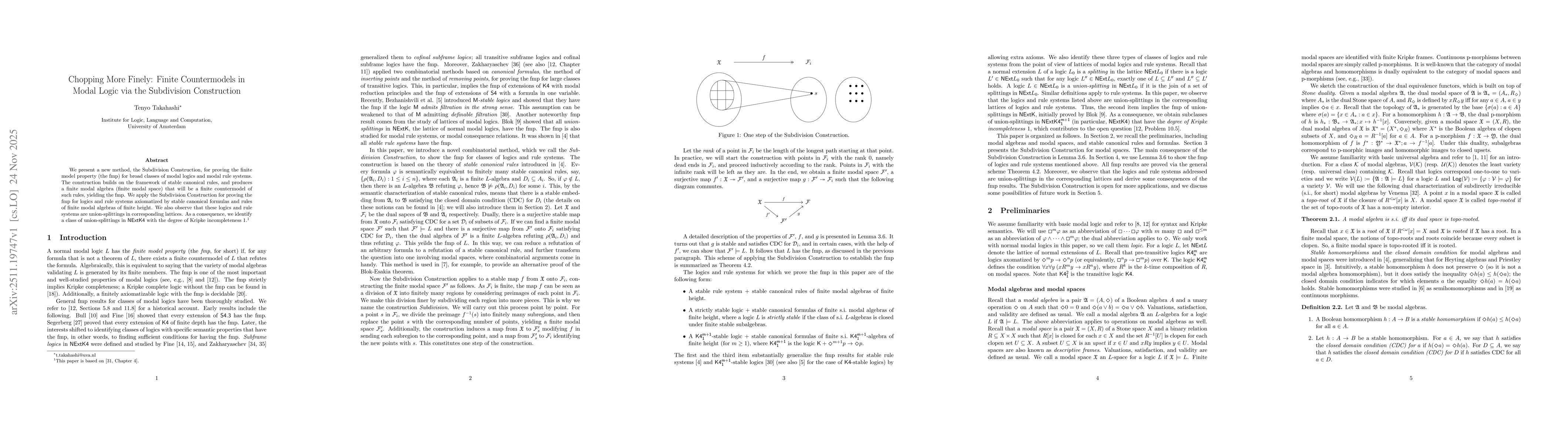 Thumbnail for Chopping More Finely: Finite Countermodels in Modal Logic via the Subdivision Construction