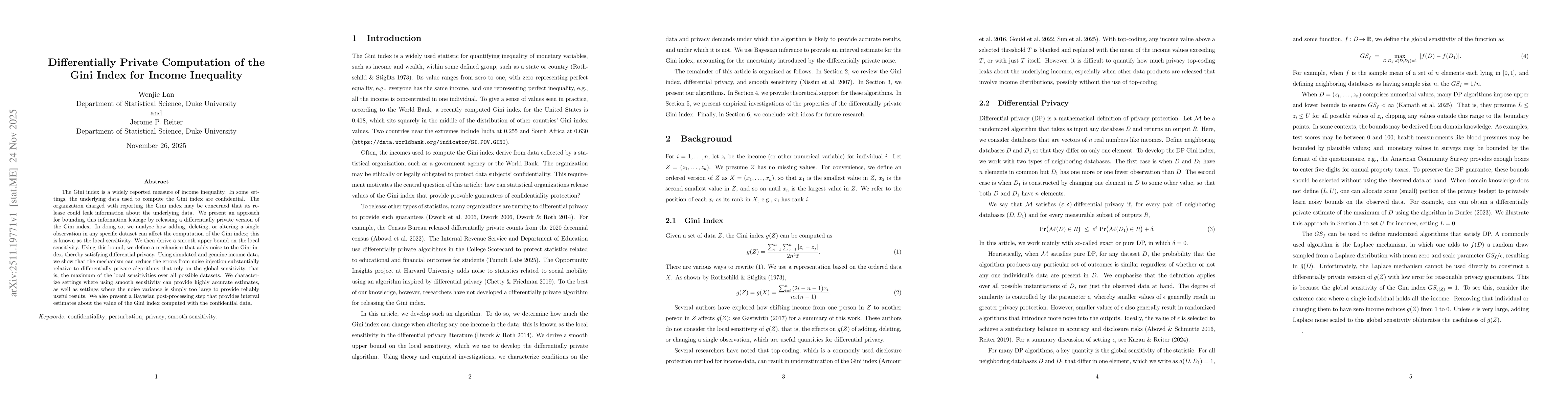 Thumbnail for Differentially Private Computation of the Gini Index for Income Inequality