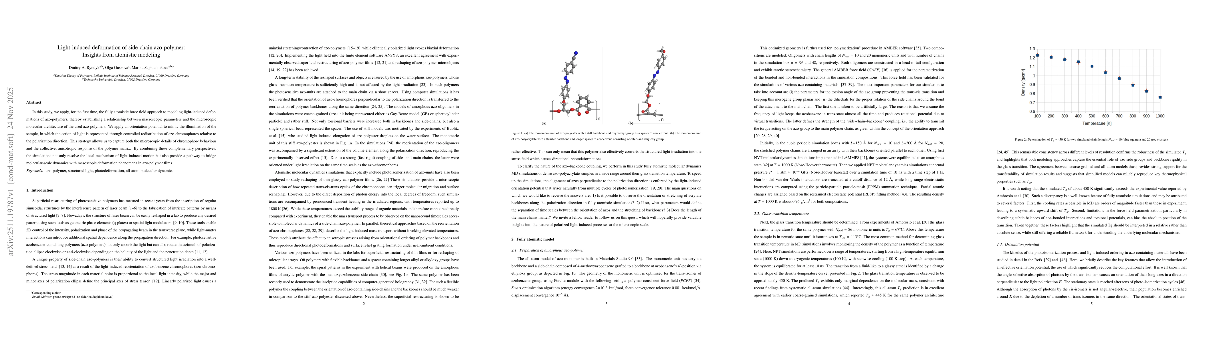 Thumbnail for Light-induced deformation of side-chain azo-polymer: Insights from atomistic modeling