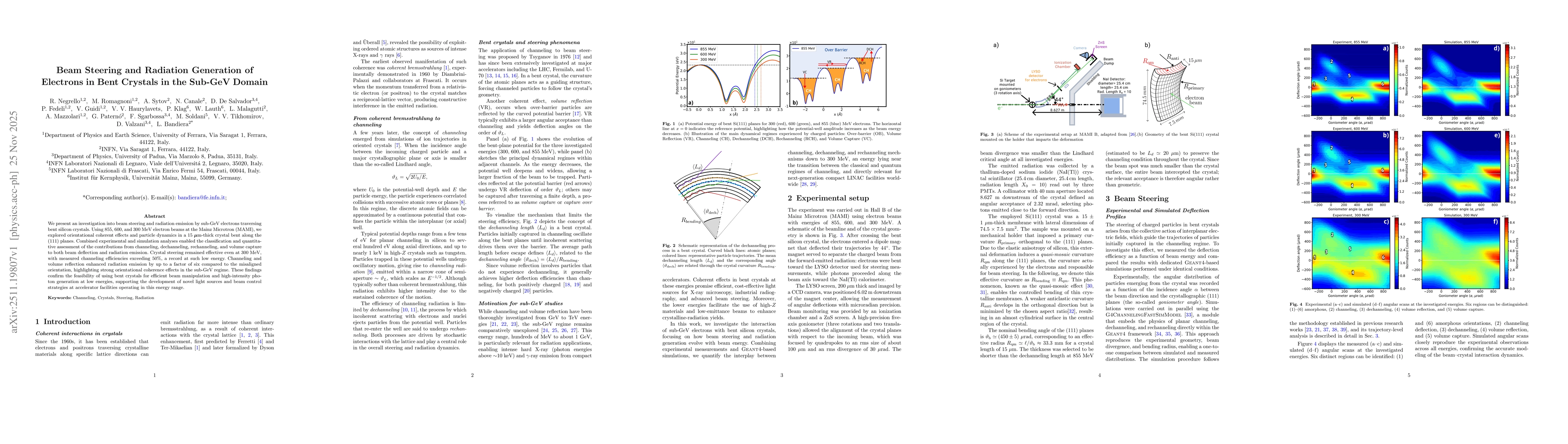 Thumbnail for Beam Steering and Radiation Generation of Electrons in Bent Crystals in the Sub-GeV Domain