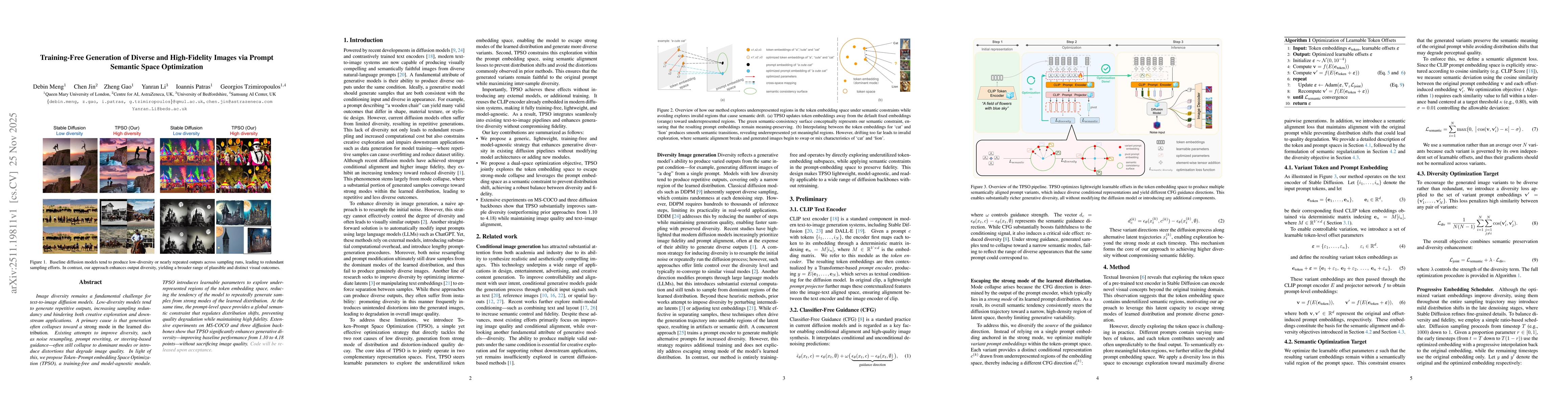 Thumbnail for Training-Free Generation of Diverse and High-Fidelity Images via Prompt Semantic Space Optimization