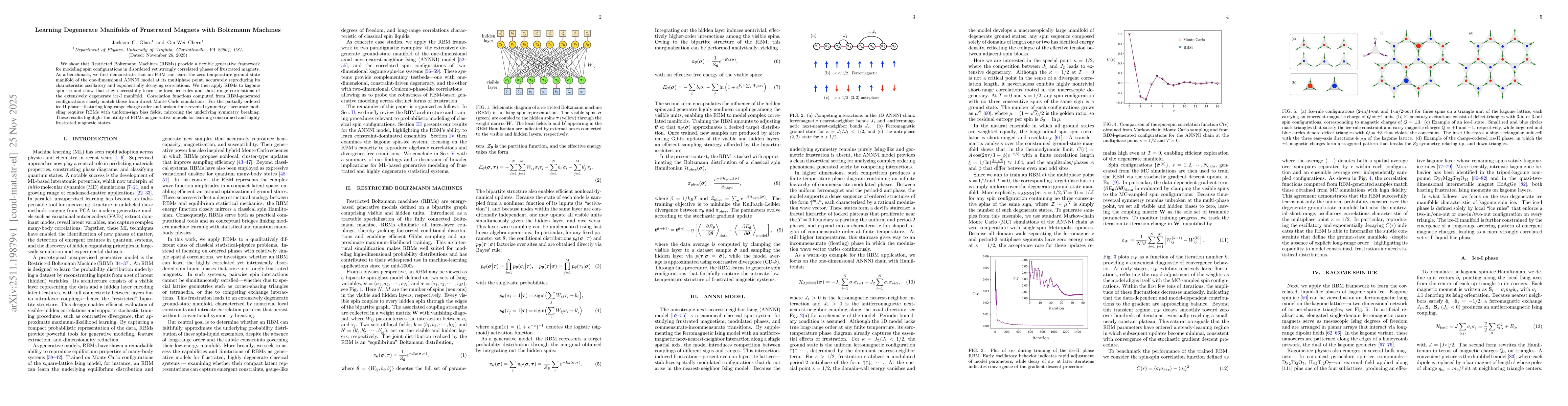 Thumbnail for Learning Degenerate Manifolds of Frustrated Magnets with Boltzmann Machines
