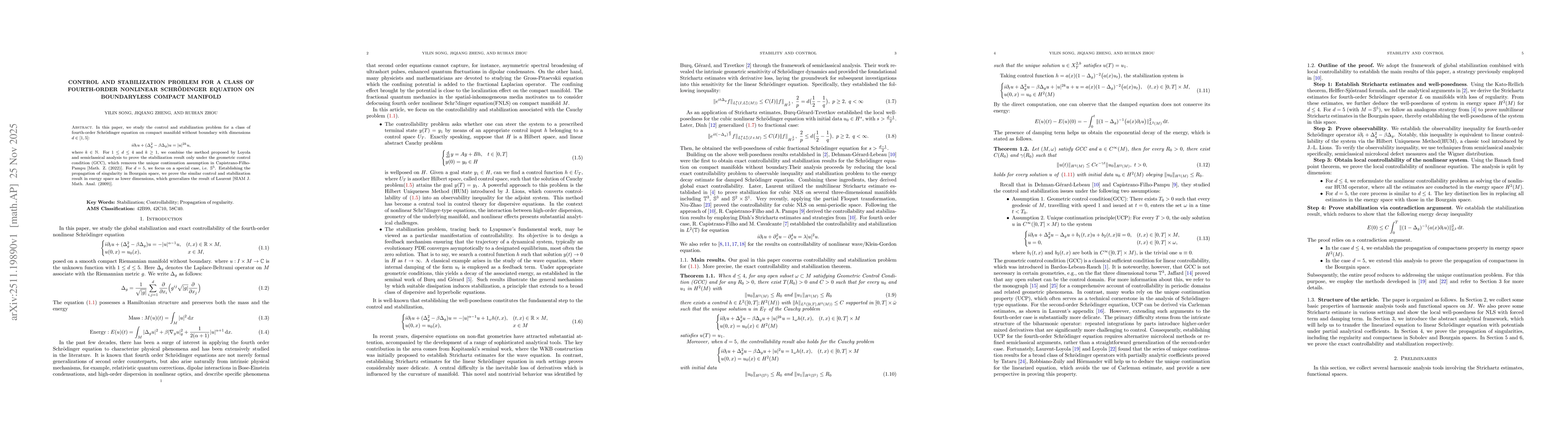 Thumbnail for Control and stabilization problem for a class of fourth-order nonlinear Schrödinger equation on boundaryless compact manifold