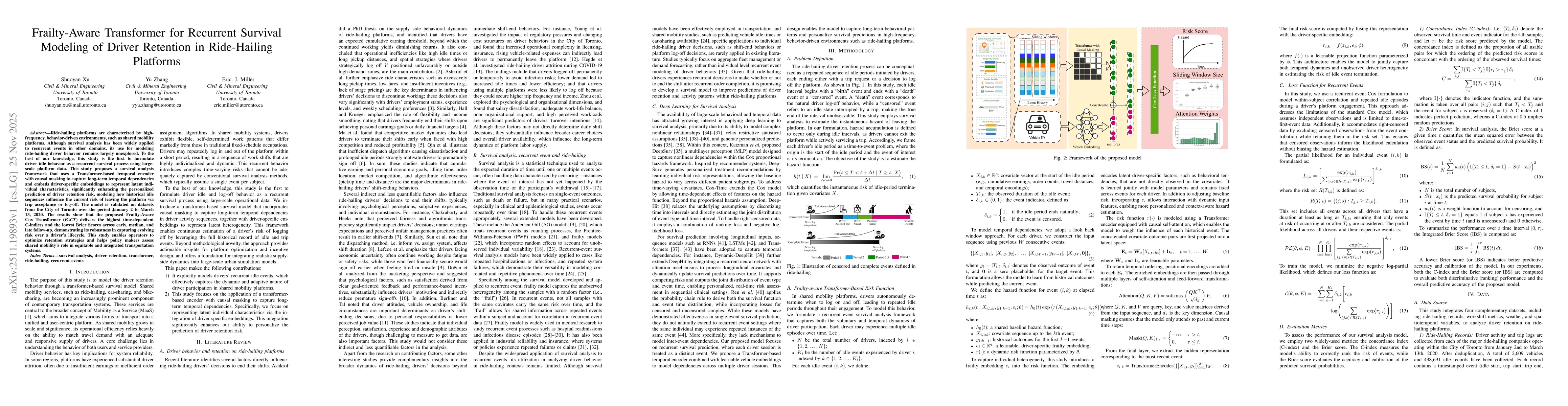 Thumbnail for Frailty-Aware Transformer for Recurrent Survival Modeling of Driver Retention in Ride-Hailing Platforms