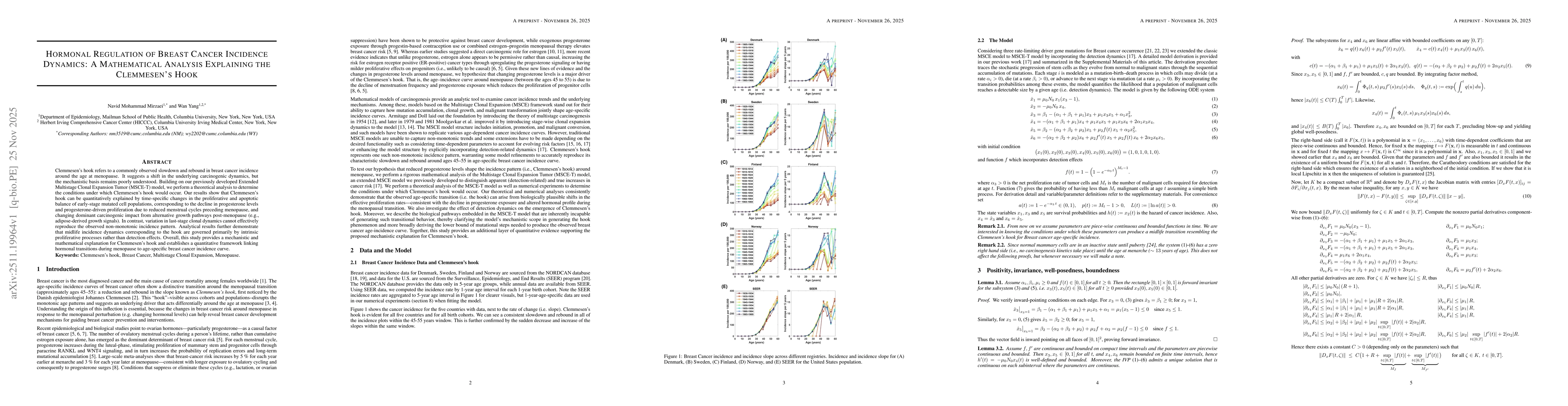 Thumbnail for Hormonal Regulation of Breast Cancer Incidence Dynamics: A Mathematical Analysis Explaining the Clemmesen's Hook