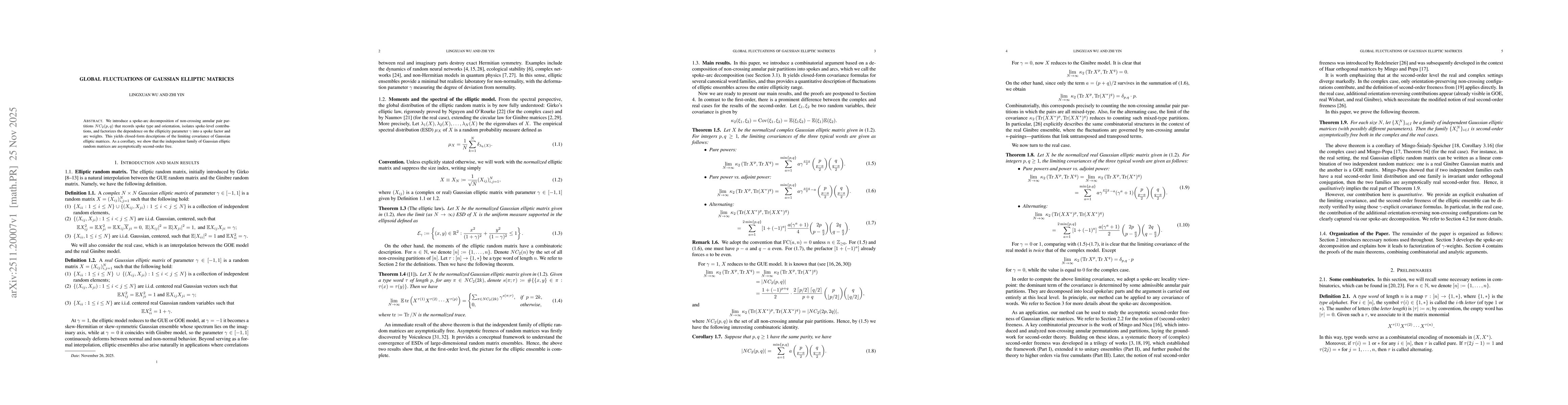 Thumbnail for Global Fluctuations of Gaussian Elliptic Matrices