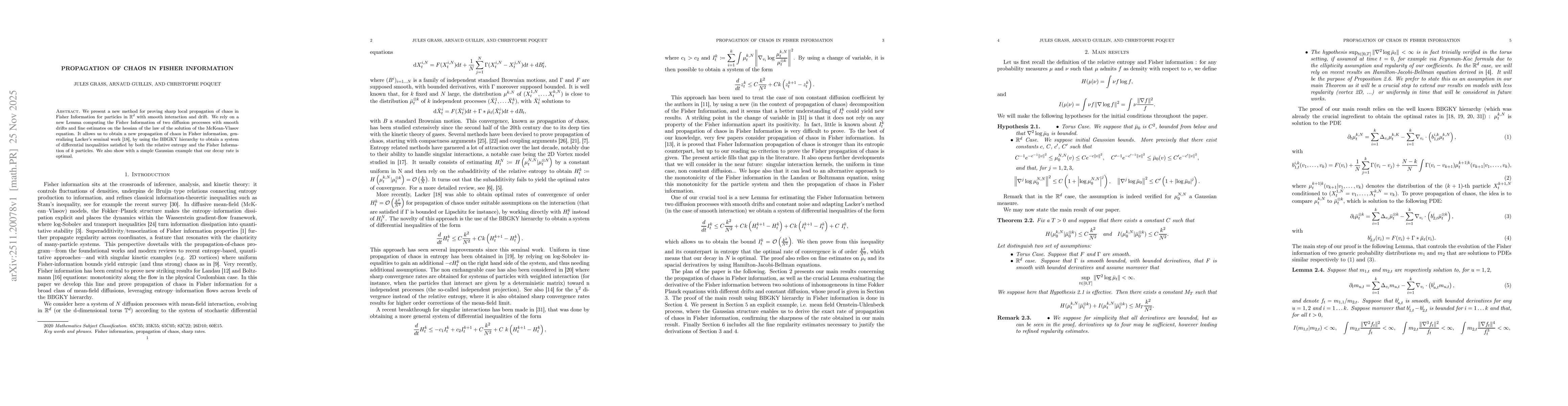 Thumbnail for Propagation of chaos in Fisher information