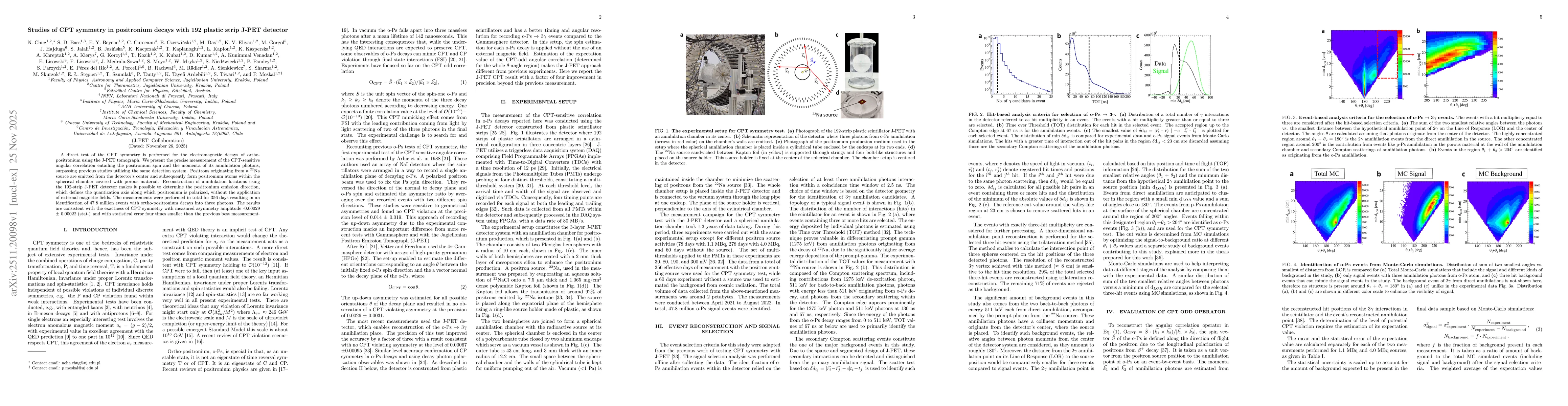 Thumbnail for Studies of CPT symmetry in positronium decays with 192 plastic strip J-PET detector