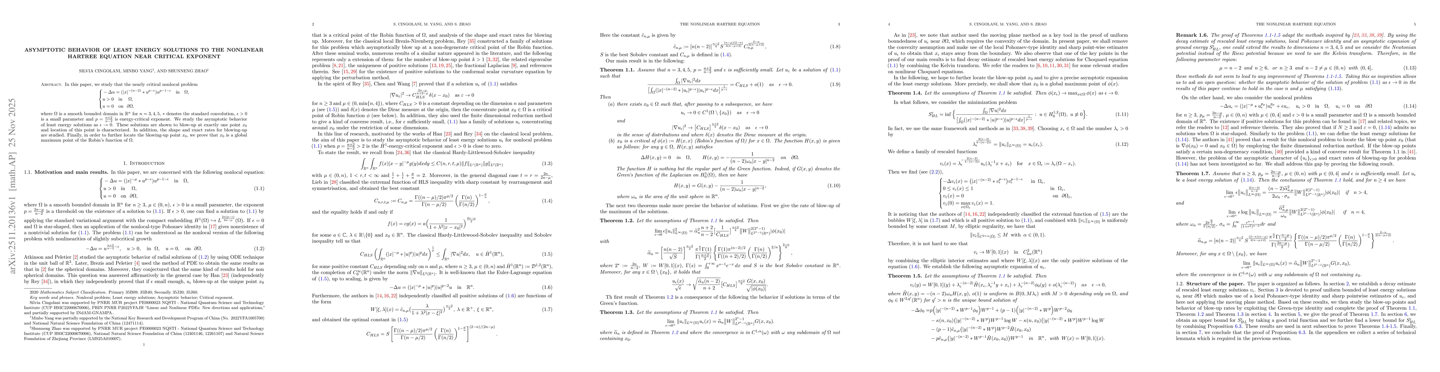 Thumbnail for Asymptotic behavior of least energy solutions to the nonlinear Hartree equation near critical exponent