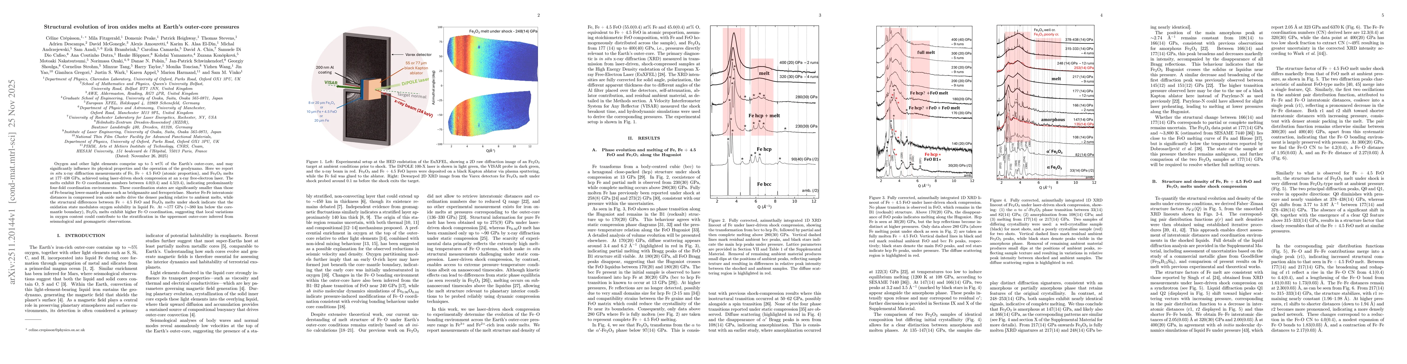 Thumbnail for Structural evolution of iron oxides melts at Earth's outer-core pressures