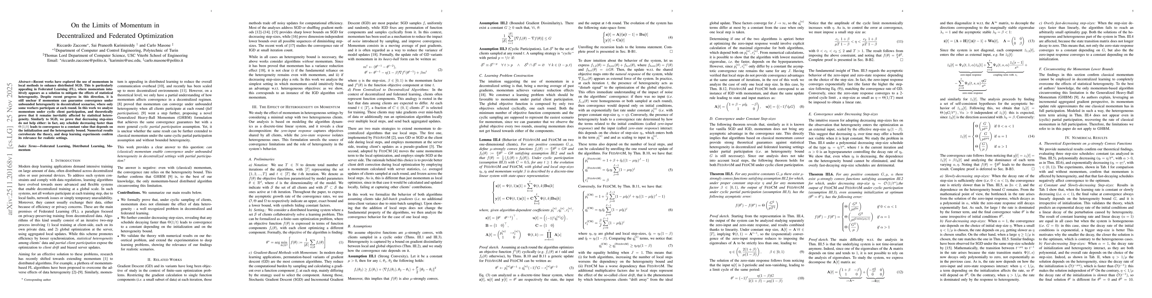 Thumbnail for On the Limits of Momentum in Decentralized and Federated Optimization