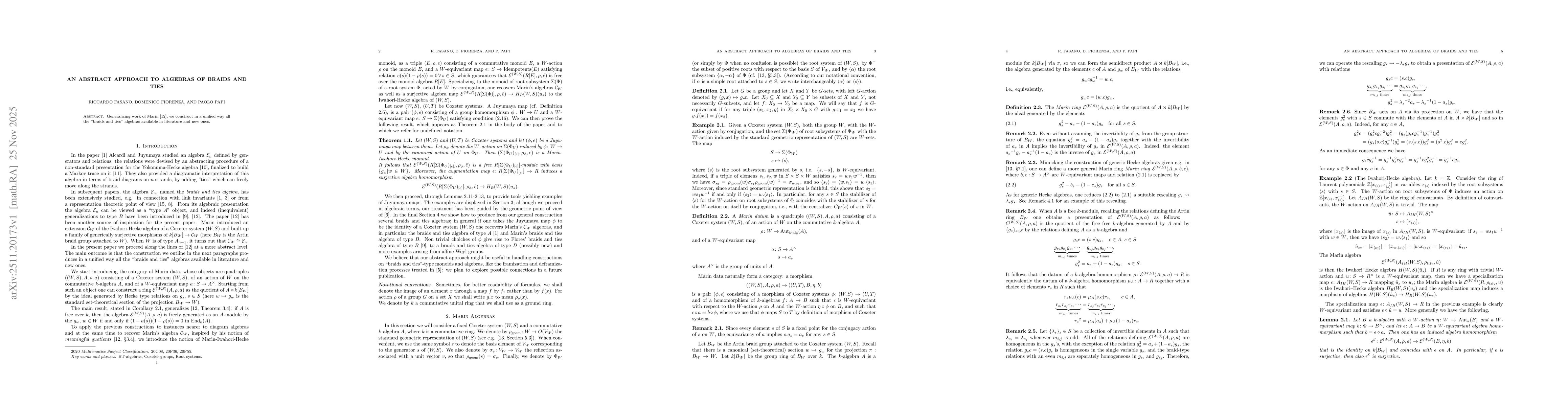 Thumbnail for An abstract approach to algebras of braids and ties