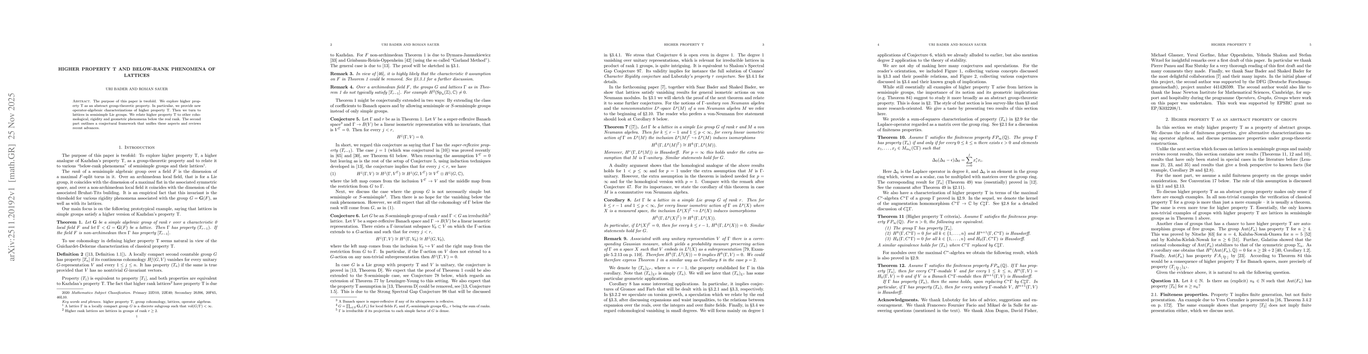 Thumbnail for Higher property T and below-rank phenomena of lattices
