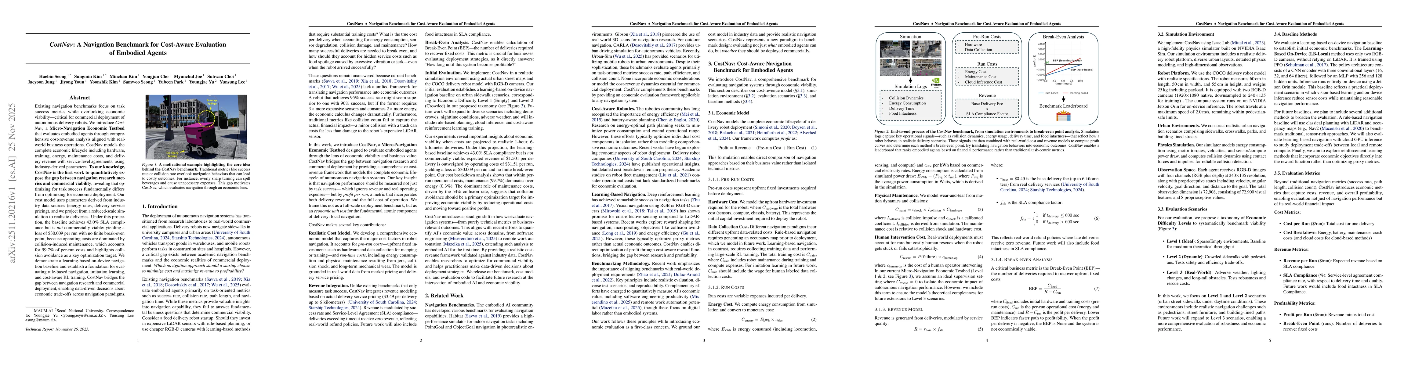 Thumbnail for CostNav: A Navigation Benchmark for Cost-Aware Evaluation of Embodied Agents