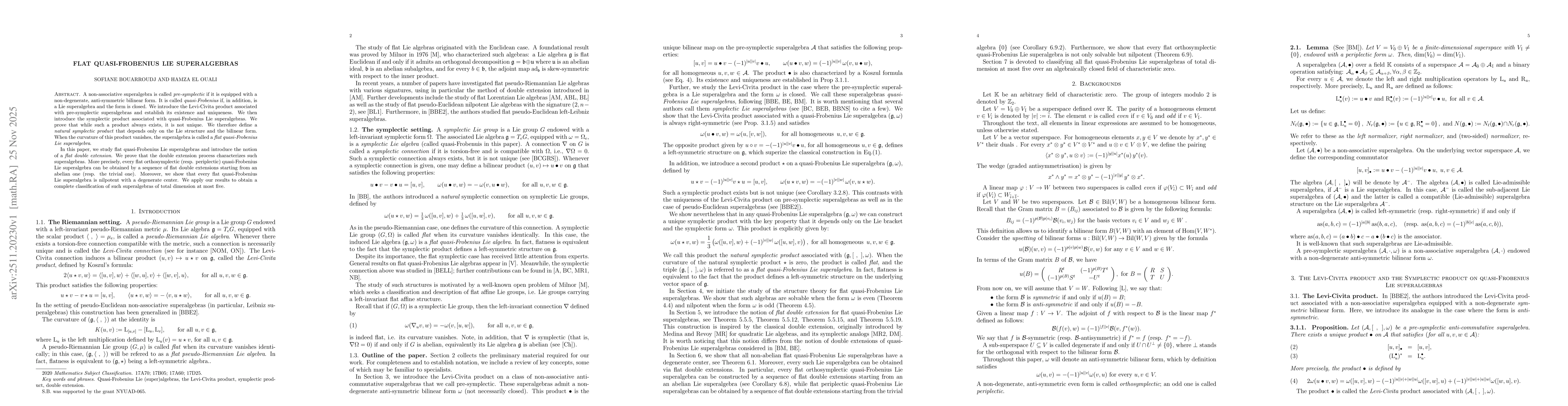 Thumbnail for Flat quasi-Frobenius Lie superalgebras