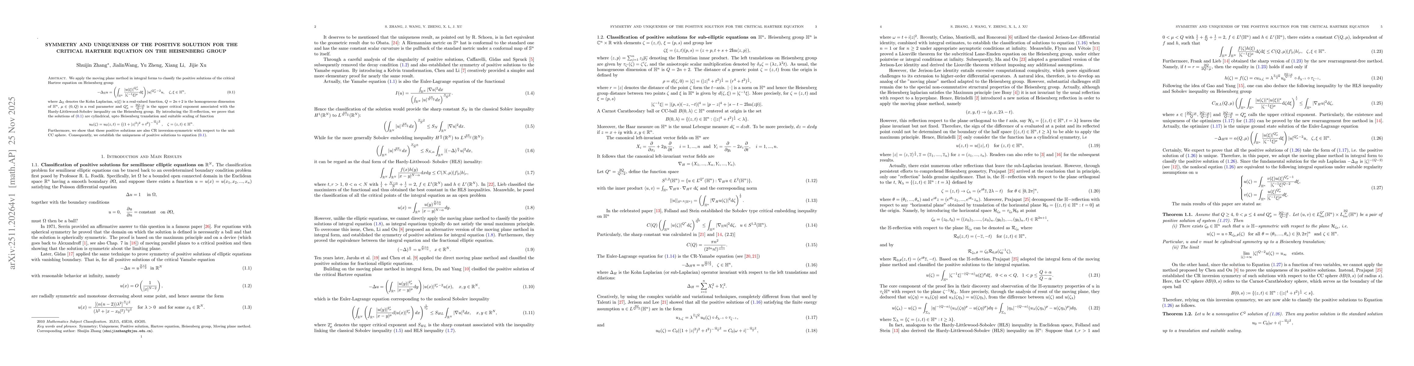 Thumbnail for Symmetry and uniqueness of the positive solution for the critical Hartree equation on the Heisenberg group