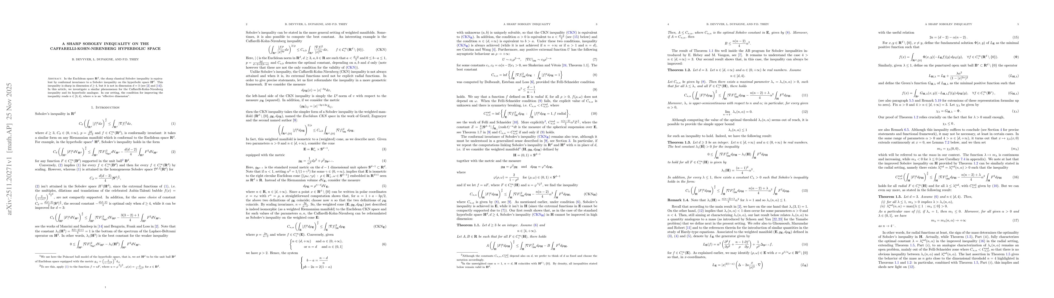 Thumbnail for A sharp Sobolev inequality on the Caffarelli-Kohn-Nirenberg hyperbolic space
