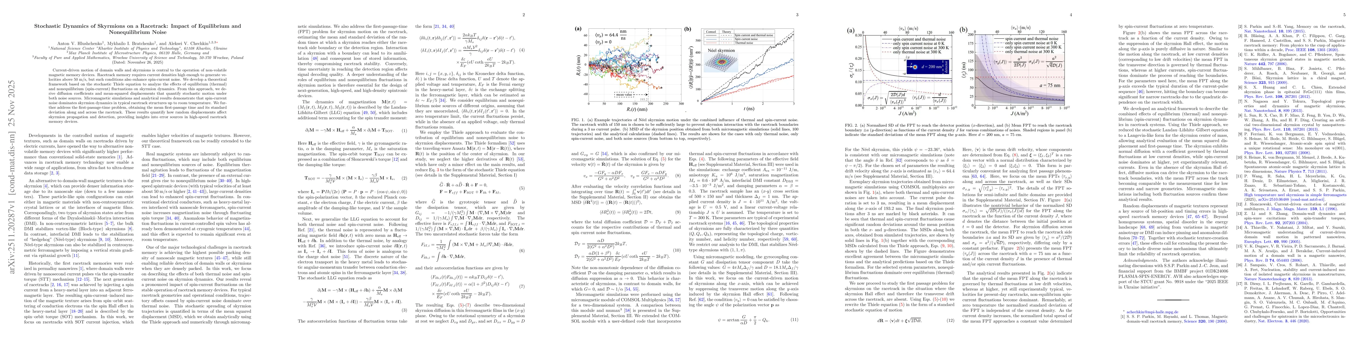 Thumbnail for Stochastic Dynamics of Skyrmions on a Racetrack: Impact of Equilibrium and Nonequilibrium Noise