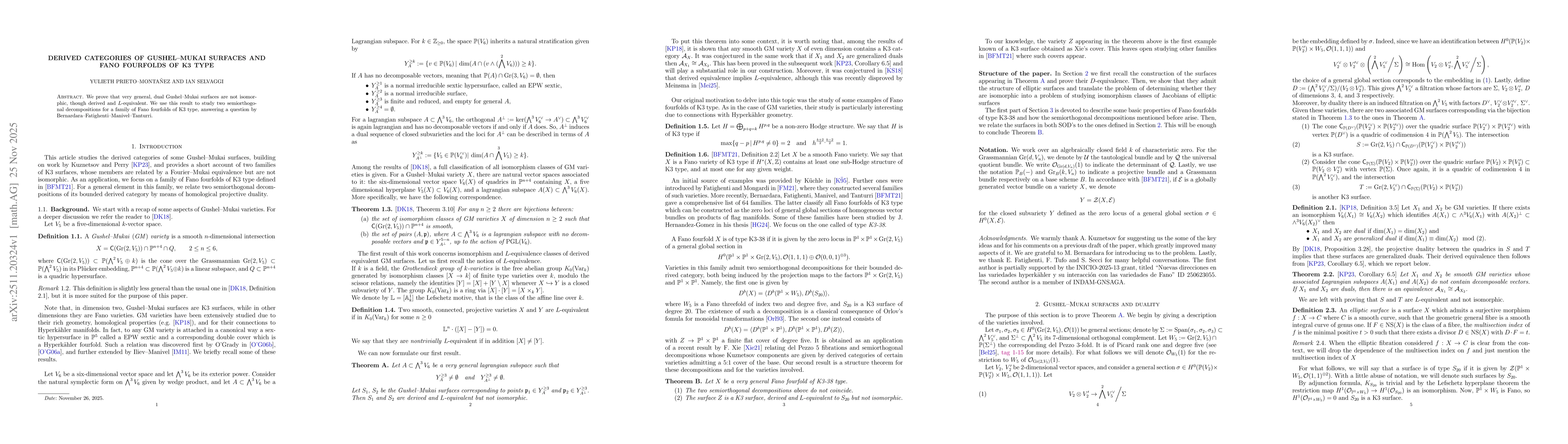 Thumbnail for Derived categories of Gushel-Mukai surfaces and Fano fourfolds of K3 type