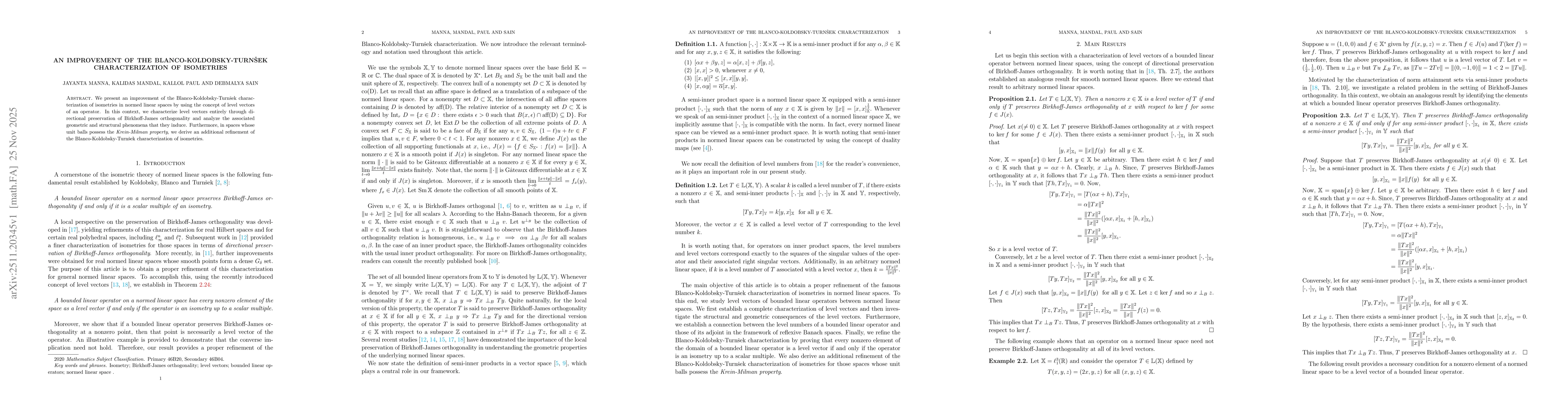 Thumbnail for An improvement of the Blanco-Koldobsky-Turnšek characterization of isometries