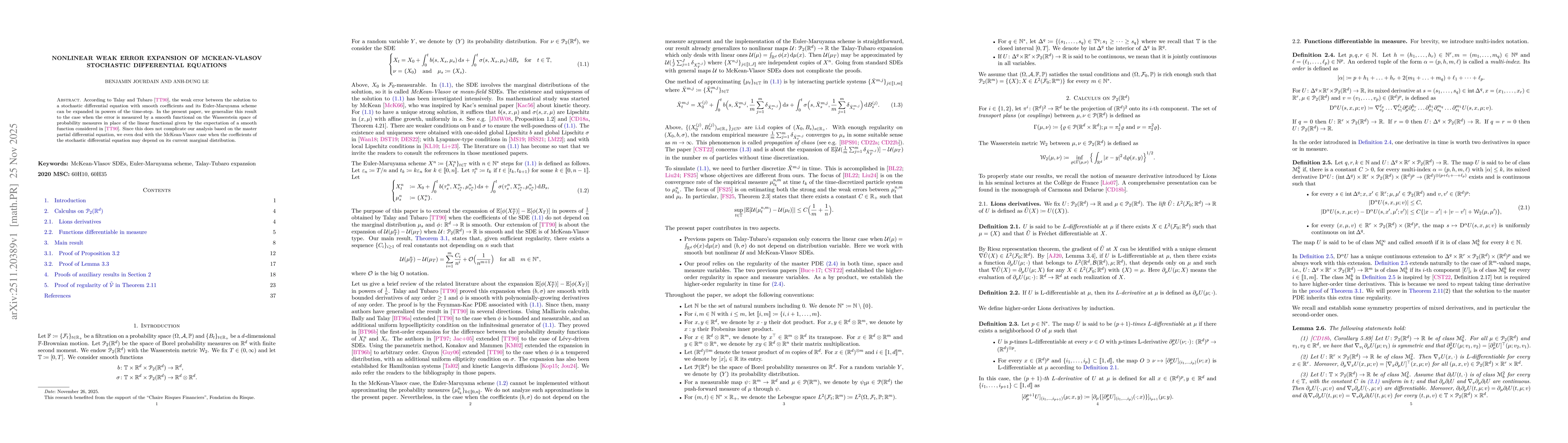 Thumbnail for Nonlinear weak error expansion of McKean-Vlasov stochastic differential equations