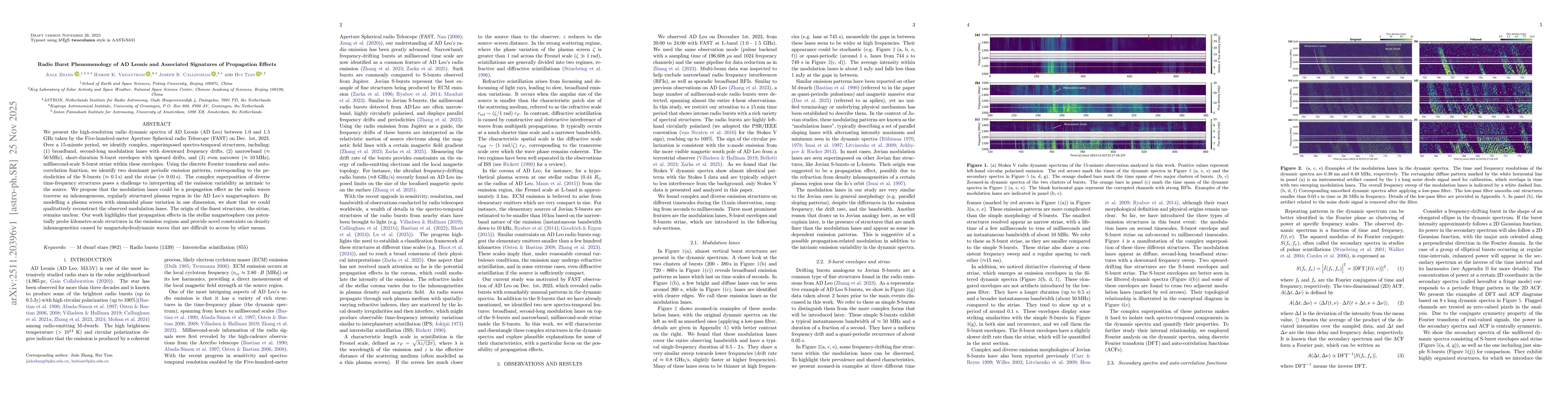 Thumbnail for Radio Burst Phenomenology of AD Leonis and Associated Signatures of Propagation Effects