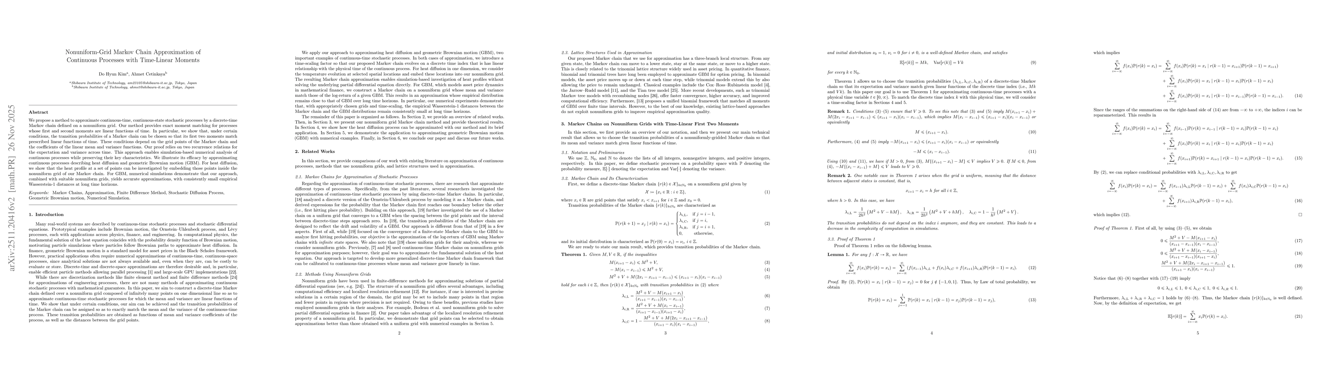 Thumbnail for Nonuniform-Grid Markov Chain Approximation of Continuous Processes with Time-Linear Moments