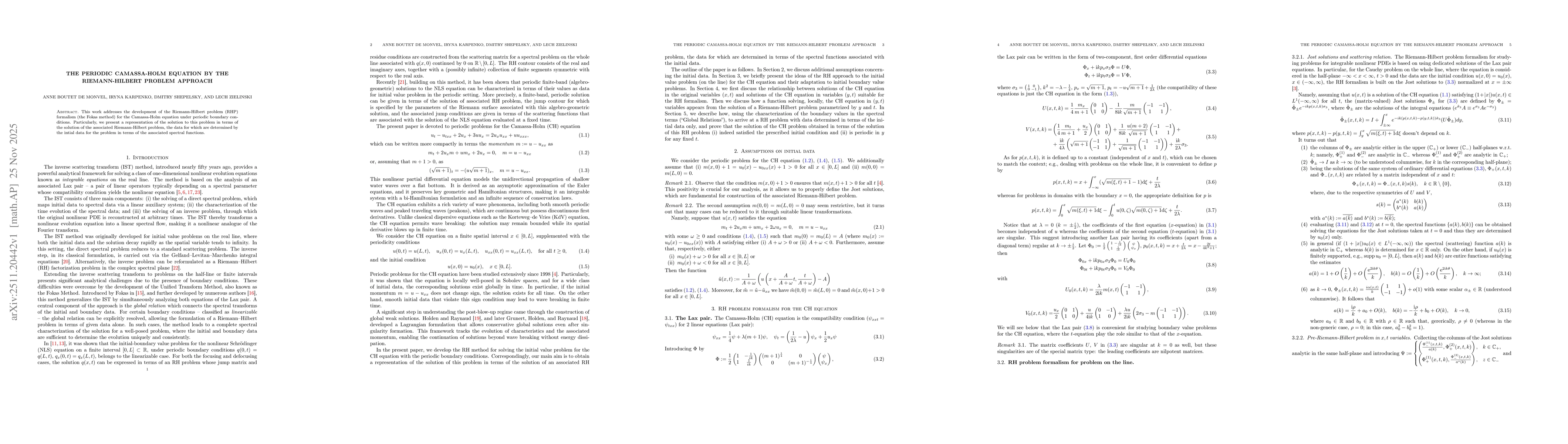 Thumbnail for The periodic Camassa-Holm equation by the Riemann-Hilbert problem approach