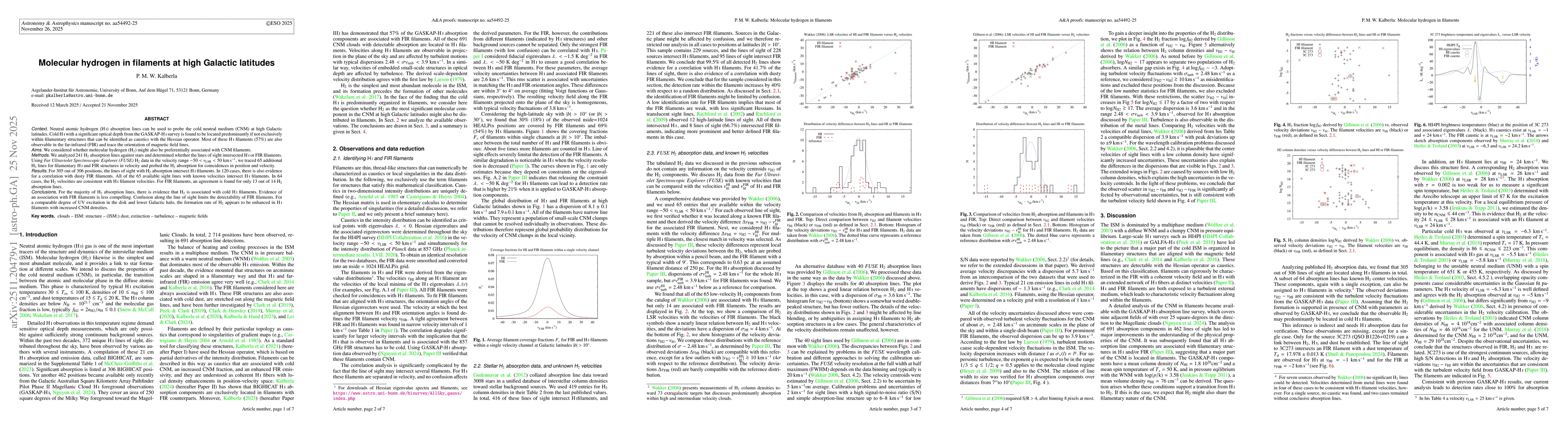 Thumbnail for Molecular hydrogen in filaments at high Galactic latitudes