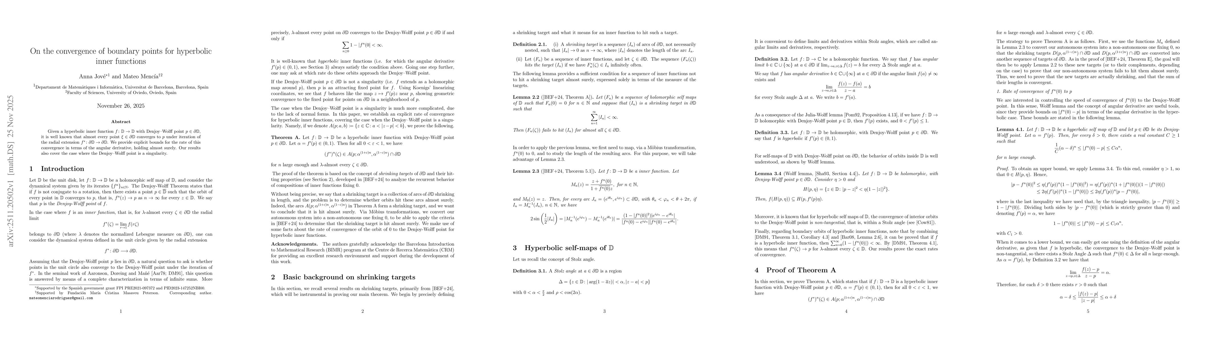 Thumbnail for On the convergence of boundary points for hyperbolic inner functions