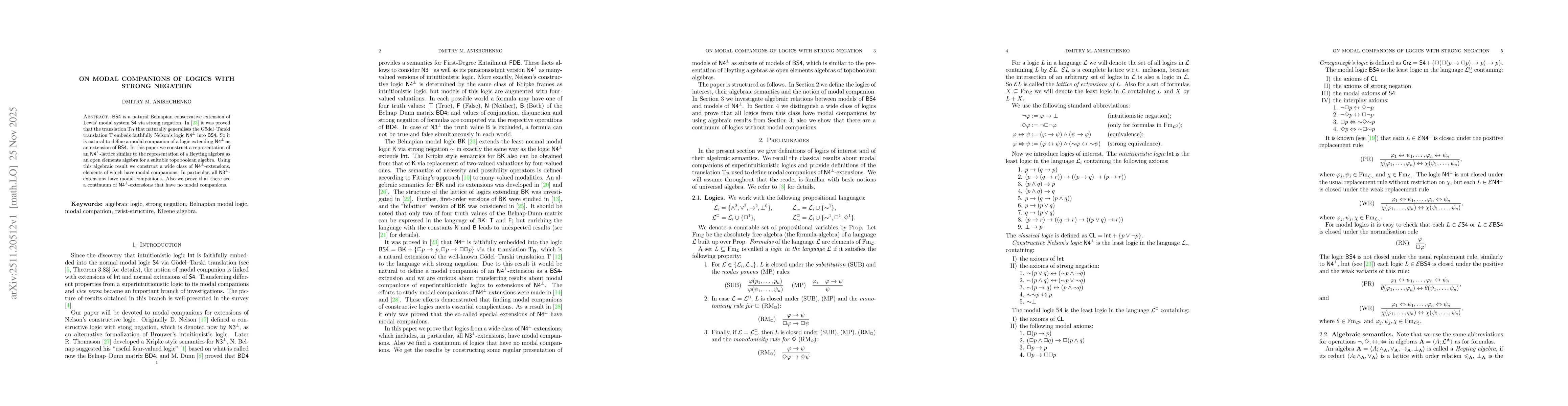 Thumbnail for On Modal Companions of Logics with Strong Negation