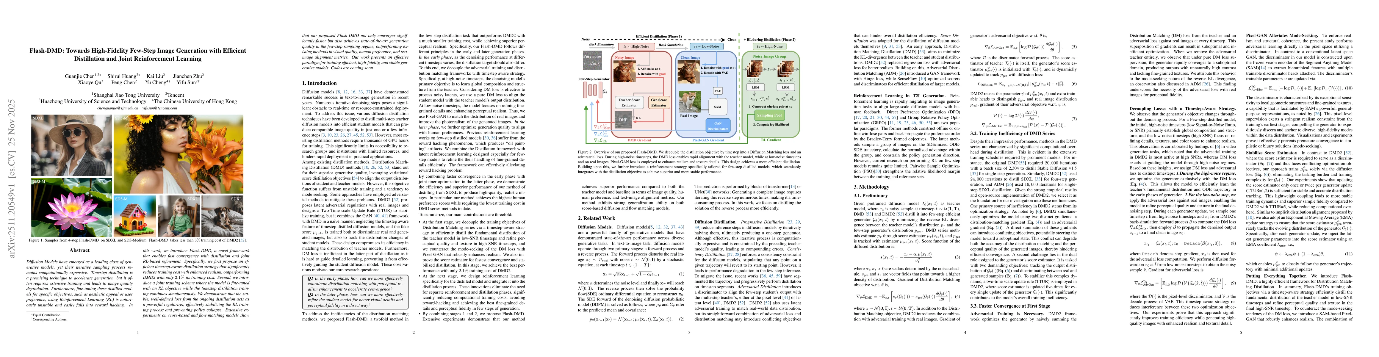 Thumbnail for Flash-DMD: Towards High-Fidelity Few-Step Image Generation with Efficient Distillation and Joint Reinforcement Learning