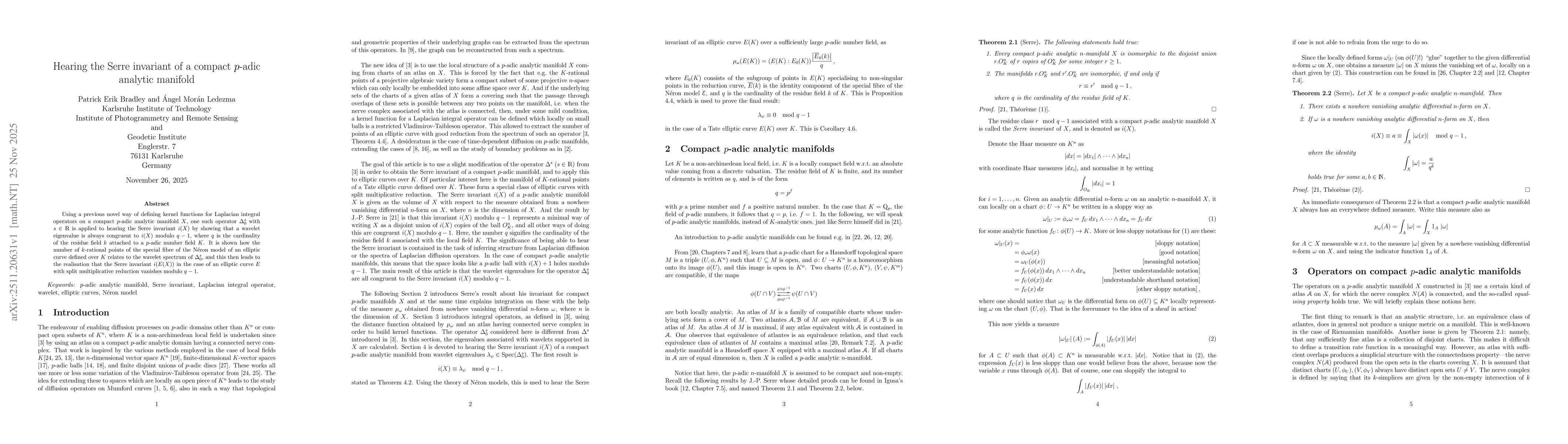 Thumbnail for Hearing the Serre invariant of a compact $p$-adic analytic manifold