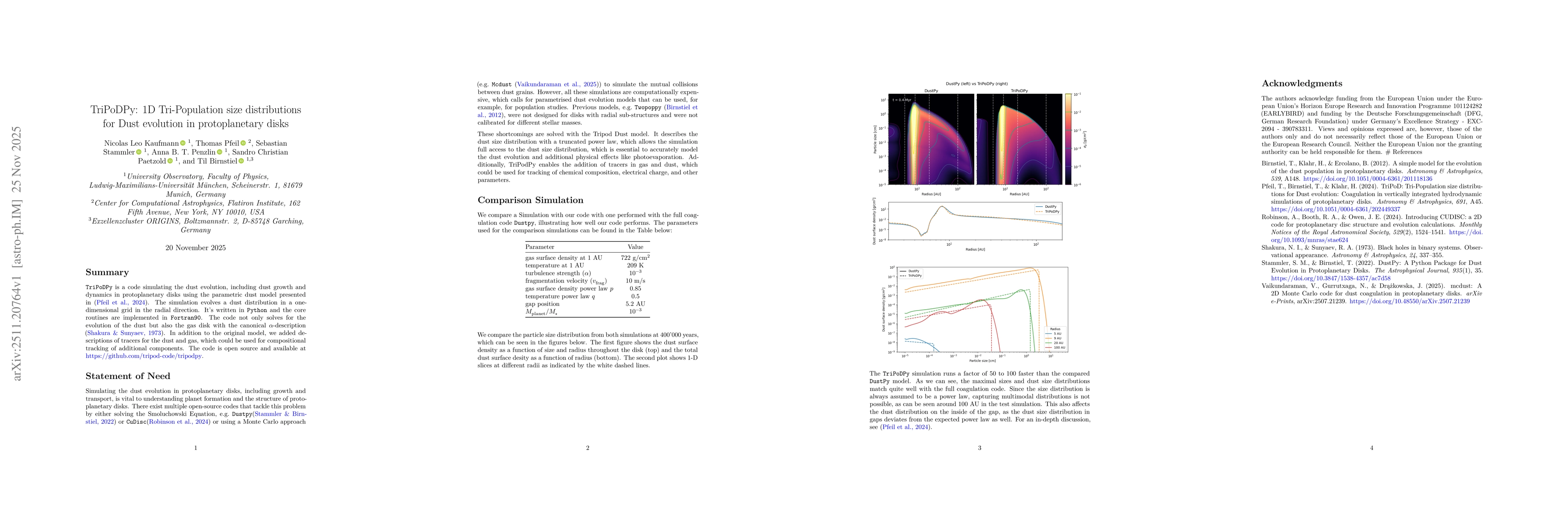 Thumbnail for TriPoDPy: 1D Tri-Population size distributions forDust evolution in protoplanetary disks