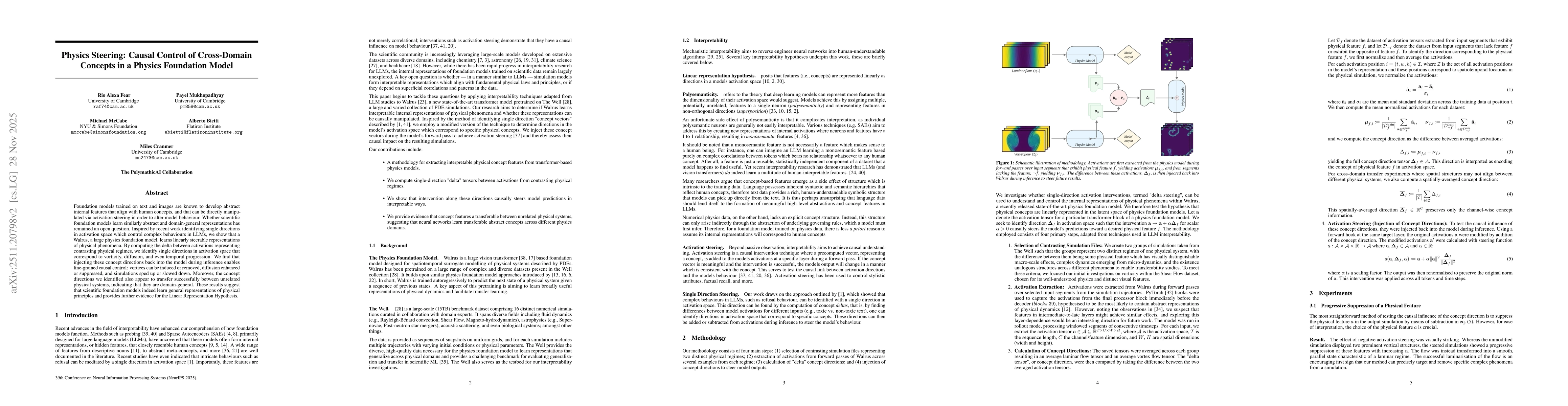 Thumbnail for Physics Steering: Causal Control of Cross-Domain Concepts in a Physics Foundation Model