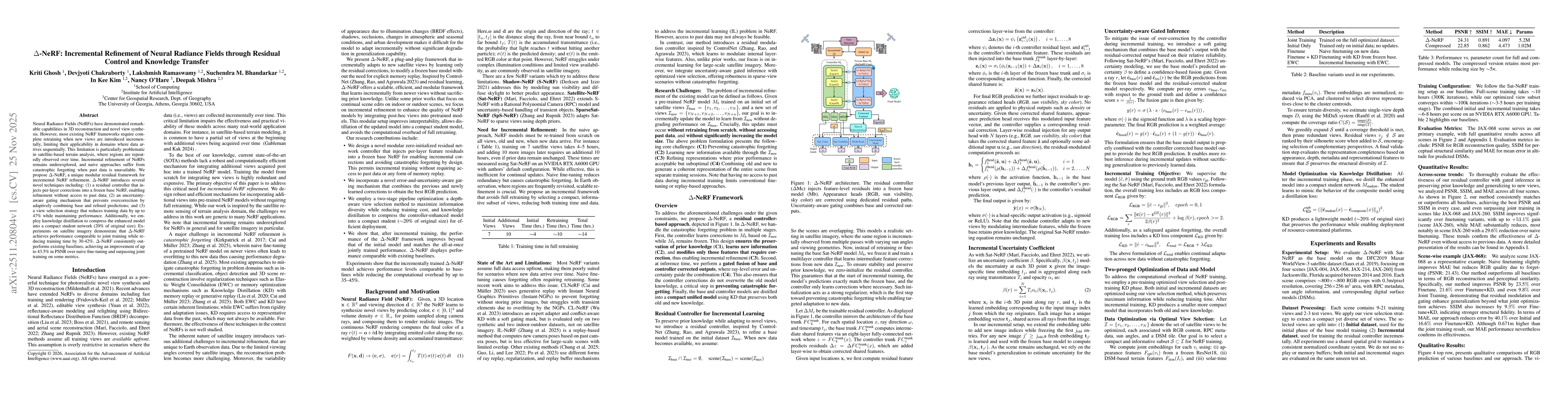 Thumbnail for $Δ$-NeRF: Incremental Refinement of Neural Radiance Fields through Residual Control and Knowledge Transfer