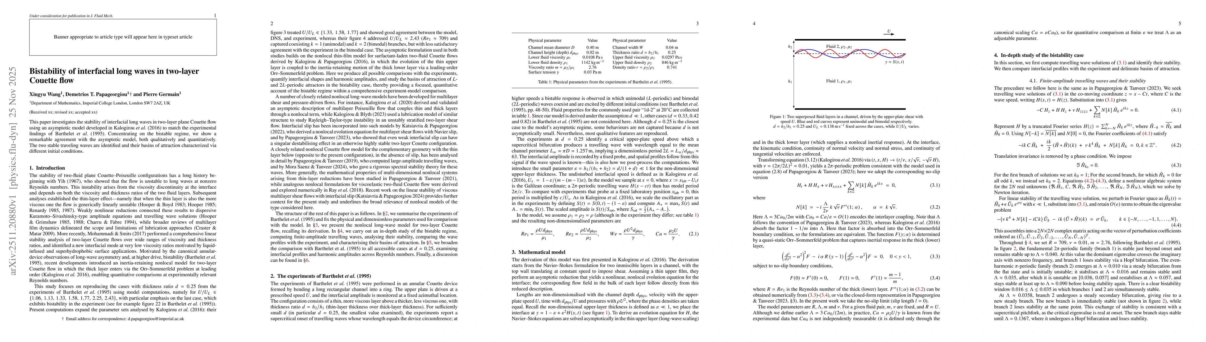 Thumbnail for Bistability of interfacial long waves in two layer Couette flow