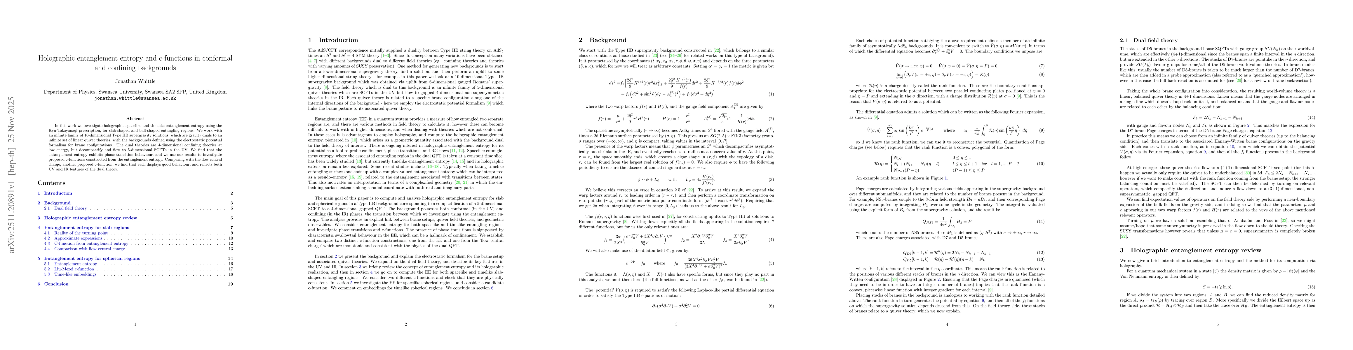 Thumbnail for Holographic entanglement entropy and c-functions in conformal and confining backgrounds