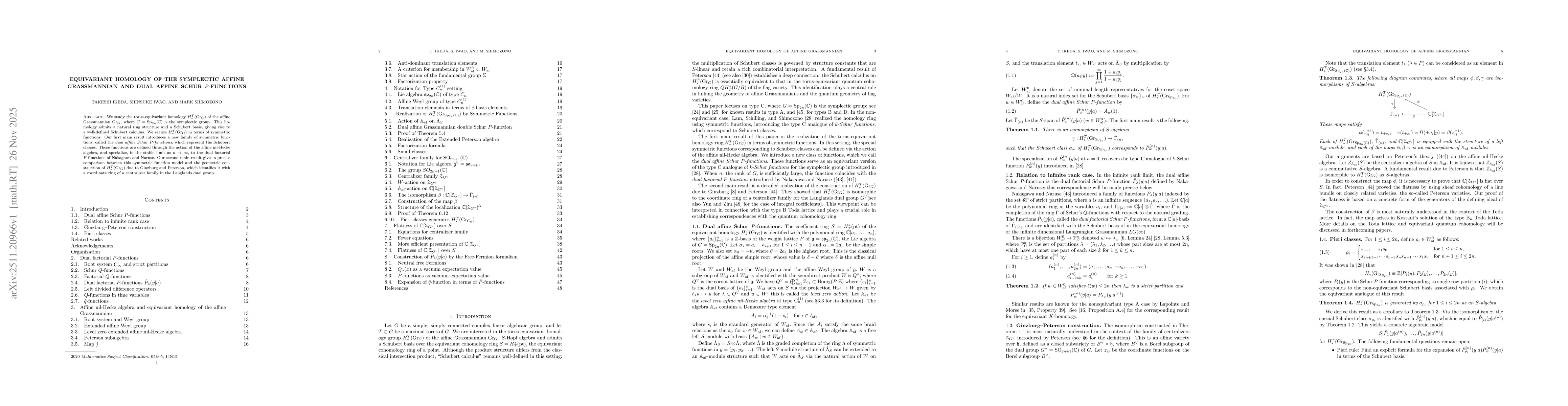 Thumbnail for Equivariant homology of the symplectic affine Grassmannian and dual affine Schur $P$-functions