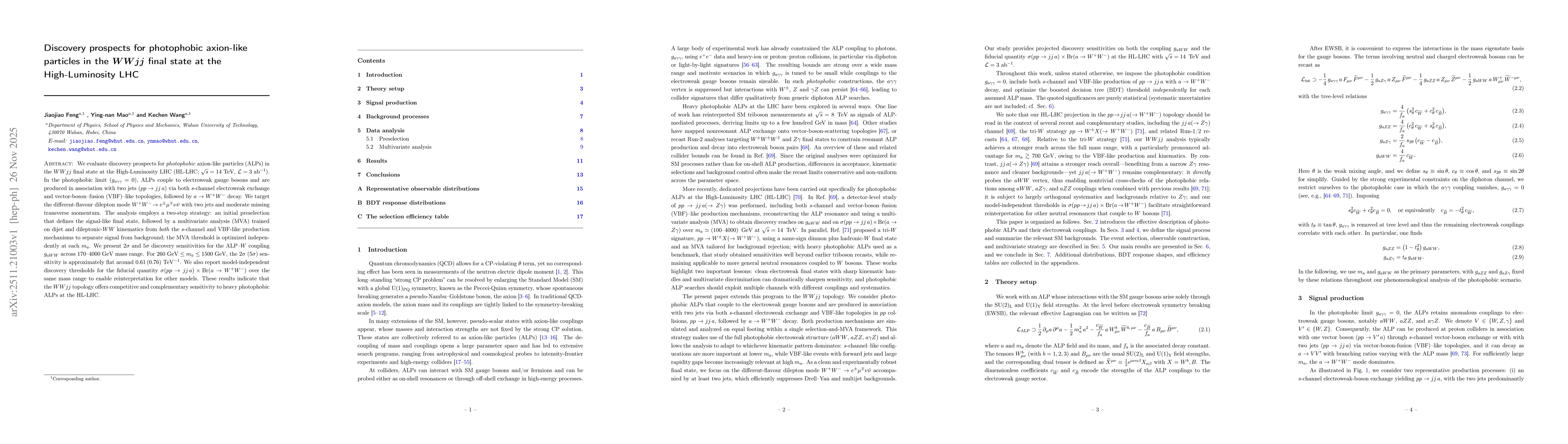 Thumbnail for Discovery prospects for photophobic axion-like particles in the $WWjj$ final state at the High-Luminosity LHC