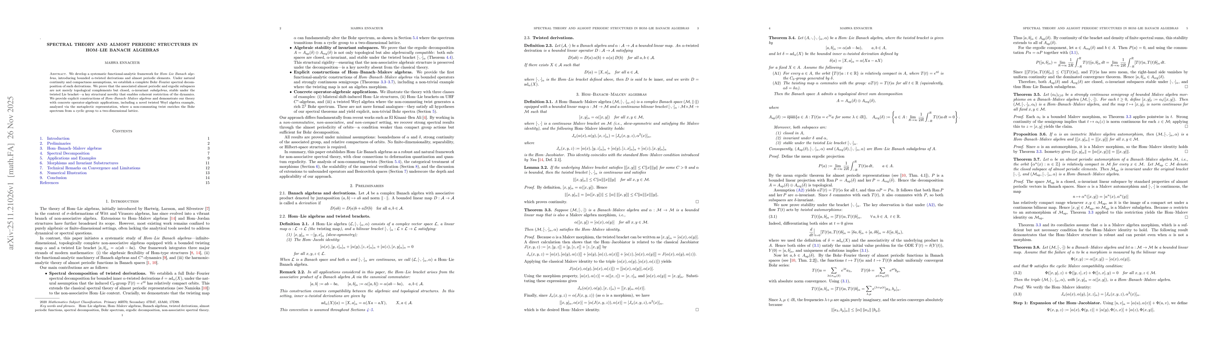 Thumbnail for Spectral Theory and Almost Periodic Structures in Hom--Lie Banach Algebras